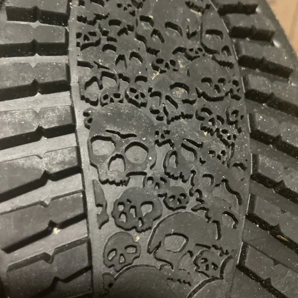 AFFLICTION Combat Biker Distressed Lace Leather/Canvas Dragon Shoes Size 11 US - Picture 9 of 11